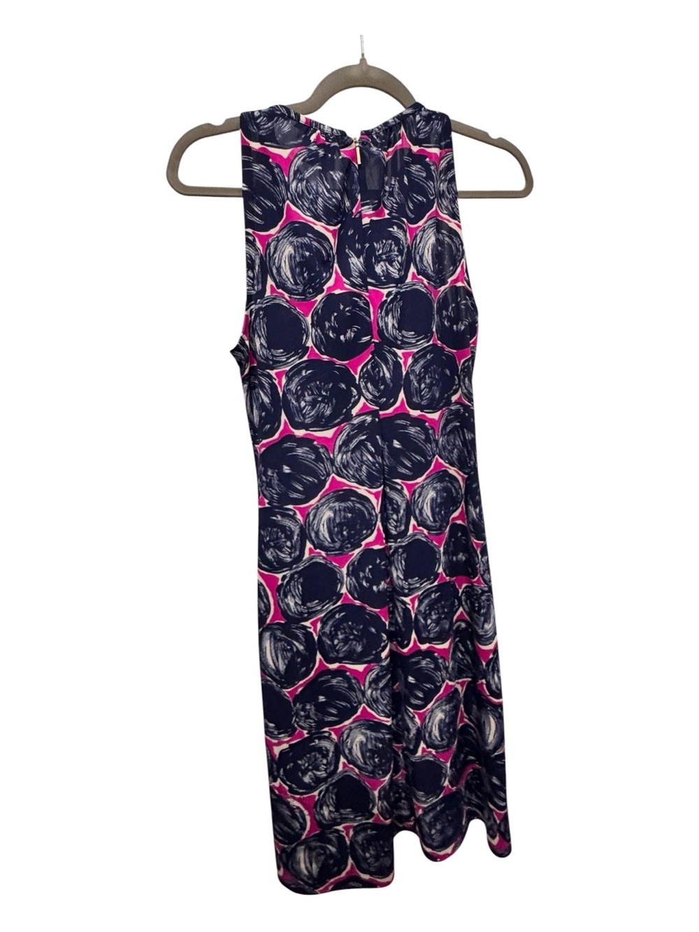 Tory Burch Flinnia Dress Pink Navy Abstract Print Shift Dress Size M - Picture 2 of 6